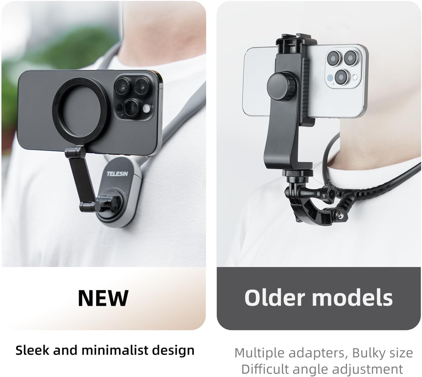 Magnetic Neck Mount for Phones, Neck Phone Holder Pov/Vlog Mount | Hand Free Phone Neck Holder Chest Stand Strap Video Recording for Iphone 17 16 15 14 13 12 Seires Android Phones