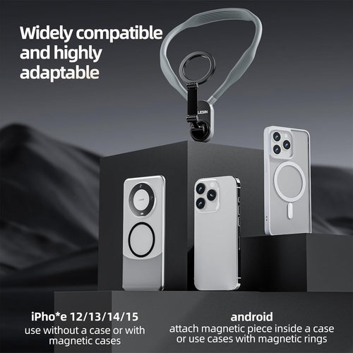 Magnetic Neck Mount for Phones, Neck Phone Holder Pov/Vlog Mount | Hand Free Phone Neck Holder Chest Stand Strap Video Recording for Iphone 17 16 15 14 13 12 Seires Android Phones